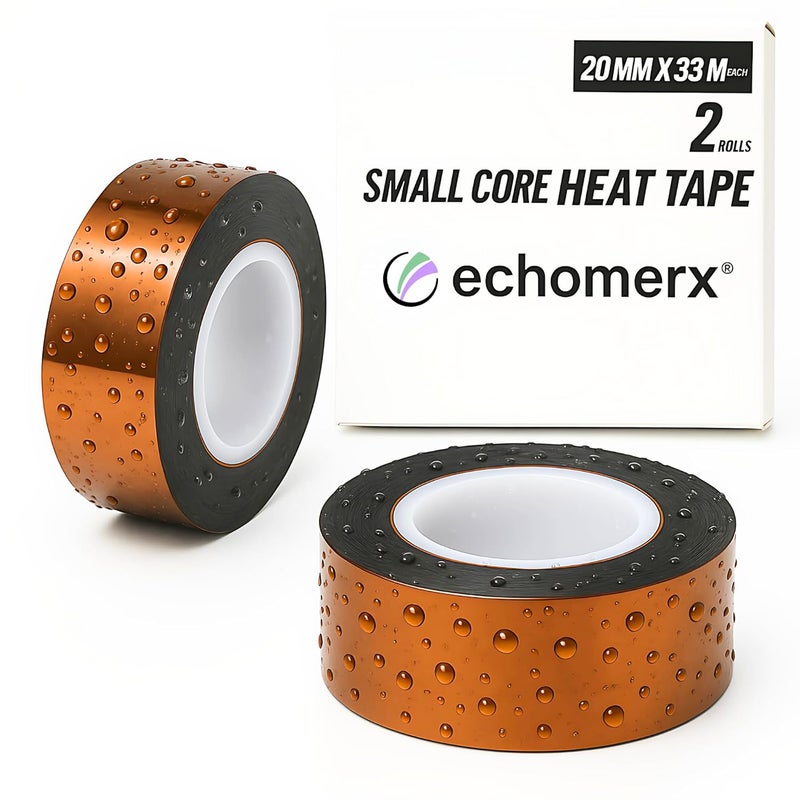 echomerx Heat Tape – 2-Pack 20mm x 33m Polyimide Heat Resistant Tape, 1” Core – No Residue, High Temp, for Sublimation, Cricut, 3D Printer, Heat Press, Electronics - Image 1